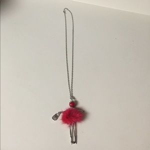 Long sweater necklace dancing girl doll fur skirt